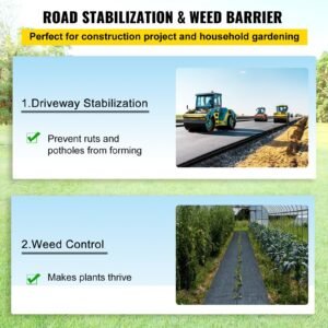 geotextile fabric, 12.5 x 50 ft 3.5oz woven pp driveway drain cloth with 600lbs tensile strength, heavy duty underlayment for soil stabilization, landscaping, weed barrier, 12.5ft50ft 3.5oz, bla
