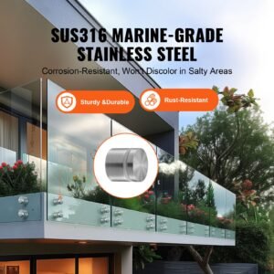 glass clamp, 10 pcs round glass railing bracket for 0.31 " 0.62 " tempered glass, 316 stainless steel glass mounting clamp, glass shelf bracket for balcony, garden, pool, stair, silver