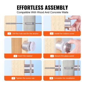 glass clamp, 10 pcs round glass railing bracket for 0.31 " 0.62 " tempered glass, 316 stainless steel glass mounting clamp, glass shelf bracket for balcony, garden, pool, stair, silver