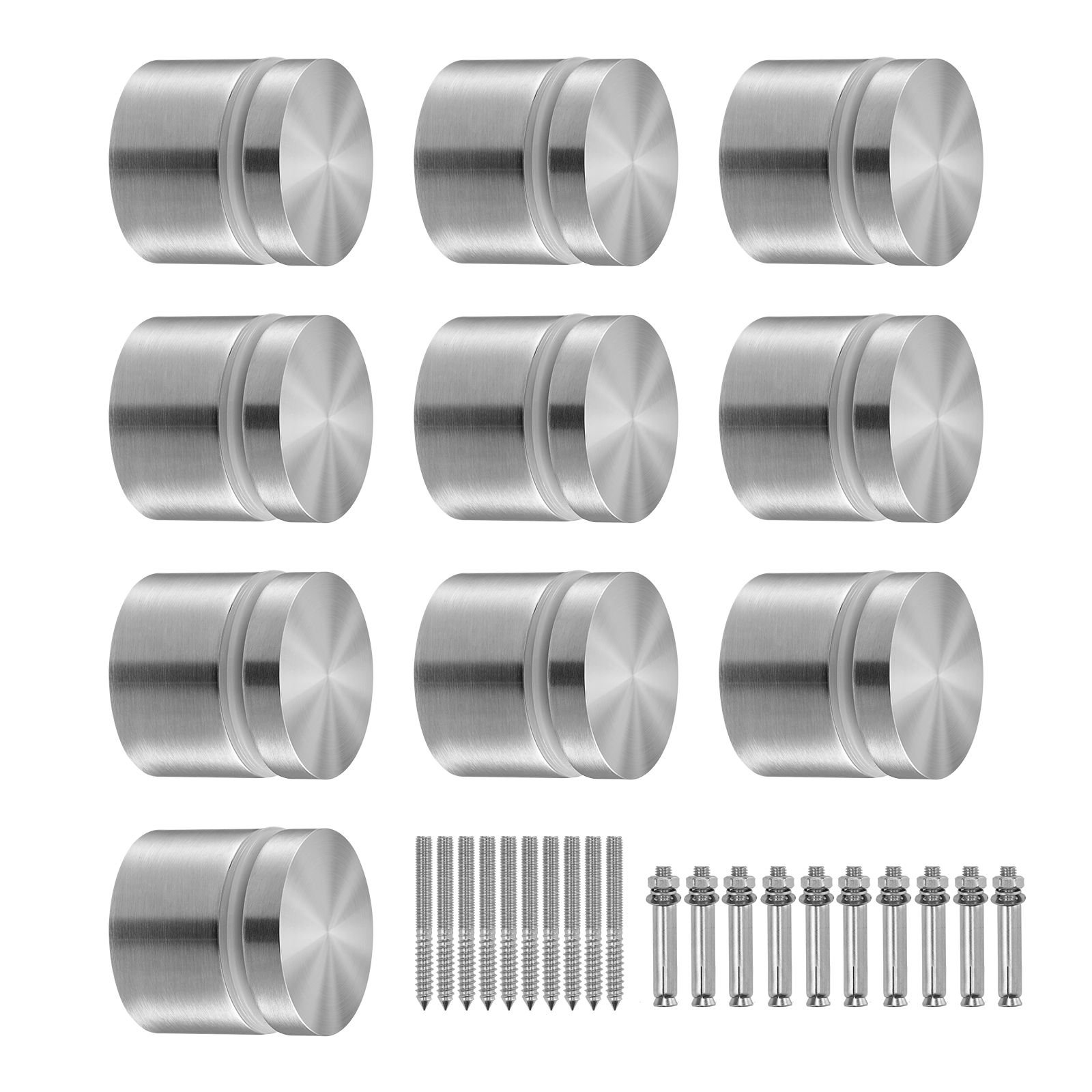 glass clamp, 10 pcs round glass railing bracket for 0.31 " 0.62 " tempered glass, 316 stainless steel glass mounting clamp, glass shelf bracket for balcony, garden, pool, stair, silver