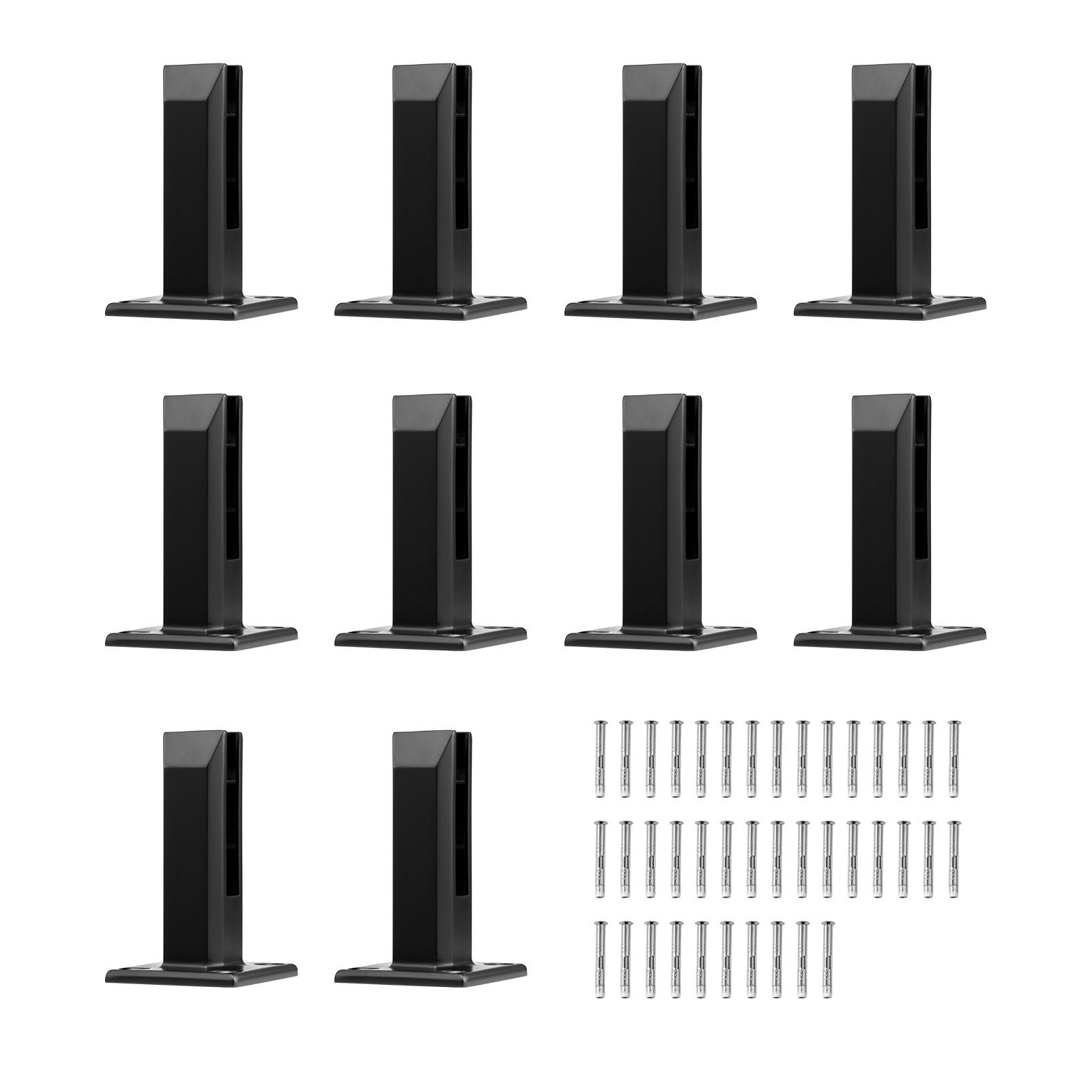 glass clamp, 10 pcs square glass railing bracket for 0.31 " 0.47 " tempered glass, 304 stainless steel glass mounting clamp, 0.12' thick glass shelf bracket for balcony, garden, deck, stair