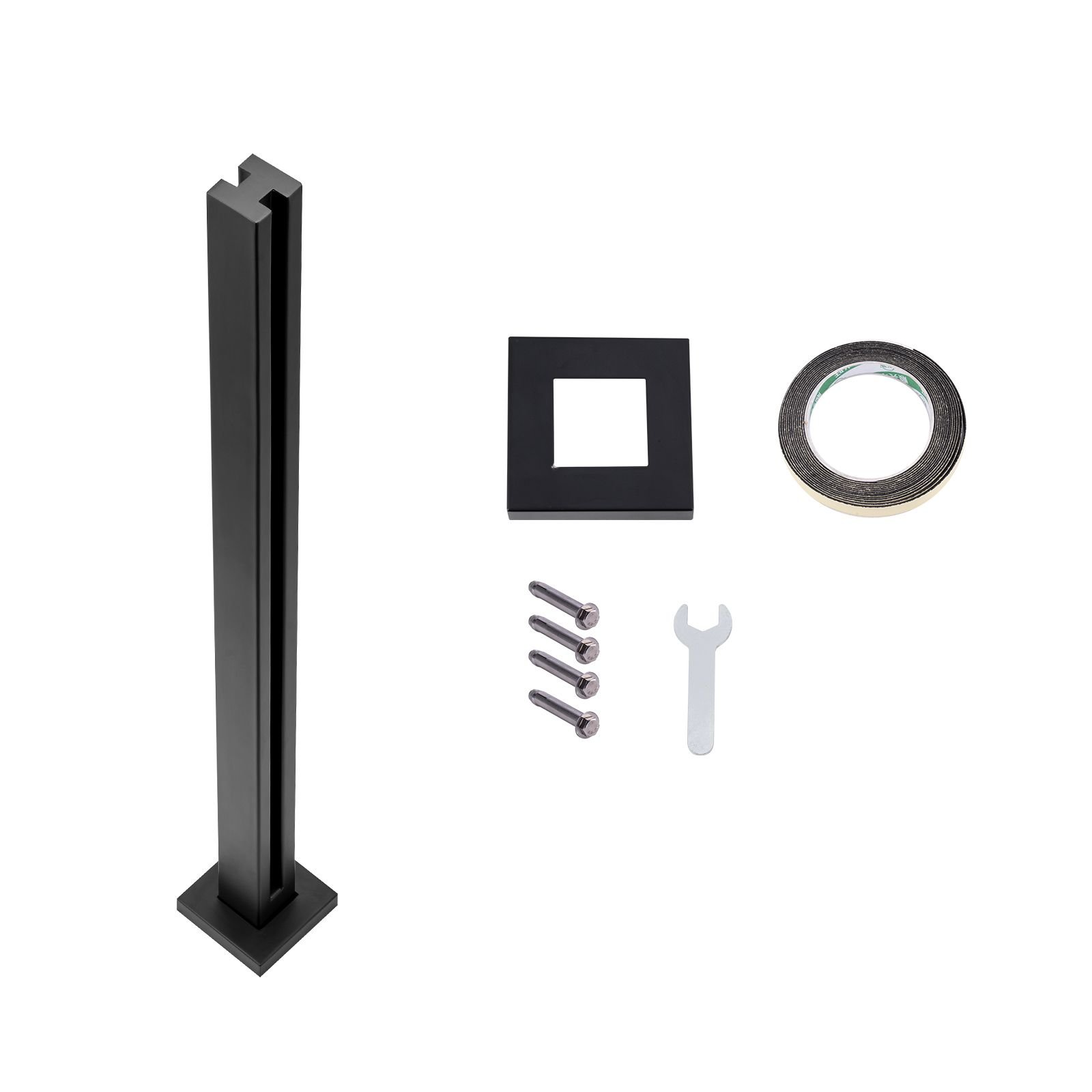 glass clamp, 37.4" height glass railing bracket for 0.39 " 0.47 " thickness tempered glass, 304 stainless steel glass mounting clamp, glass shelf bracket for balcony, garden, deck, stair, black
