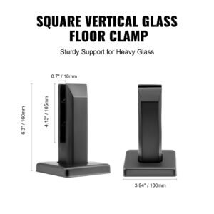 glass clamp, 4 pcs square glass railing bracket for 0.31 " 0.47 " tempered glass, 304 stainless steel glass mounting clamp, 0.12' thick glass shelf bracket for balcony, garden, deck, stair
