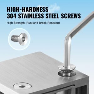 glass clamp, 4 pcs square glass railing bracket for 0.31 " 0.47 " tempered glass, 304 stainless steel glass mounting clamp, glass shelf bracket for balcony, garden, pool, stair, silver