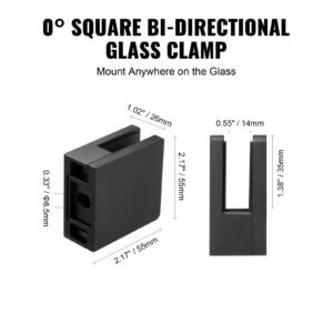 glass clamp, 40 pcs square glass railing bracket for 0.31 " 0.47 " tempered glass, 304 stainless steel glass mounting clamp, glass shelf bracket for balcony, garden, deck, stair, black