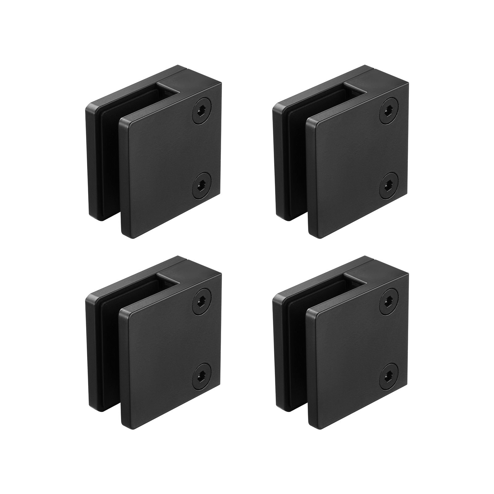 glass clamp, 40 pcs square glass railing bracket for 0.31 " 0.47 " tempered glass, 304 stainless steel glass mounting clamp, glass shelf bracket for balcony, garden, deck, stair, black