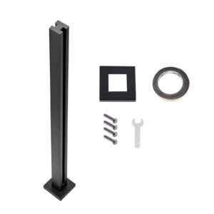 Glass Clamp, 41.34" Height Glass Railing Bracket for 0.39 "-0.47 " Thickness Tempered Glass, 304 Stainless Steel Glass Mounting Clamp, Glass Shelf Bracket for Balcony, Garden, Deck, Stair, Black