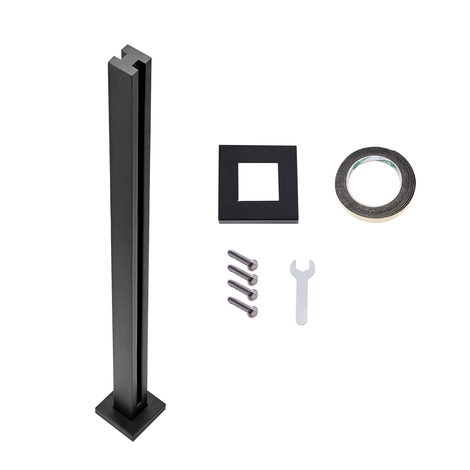 glass clamp, 41.34" height glass railing bracket for 0.39 " 0.47 " thickness tempered glass, 304 stainless steel glass mounting clamp, glass shelf bracket for balcony, garden, deck, stair, black