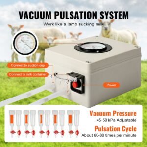 goat milking machine, 6 l 304 stainless steel bucket, electric automatic pulsation vacuum milker, portable milker with food grade silicone cups and tubes, adjustable suction for cows and sheep