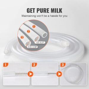 goat milking machine, 6 l 304 stainless steel bucket, electric automatic pulsation vacuum milker, portable milker with food grade silicone cups and tubes, adjustable suction for cows and sheep