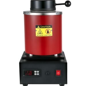 Gold Melting Furnace, 1350W, 2102 Fahrenheit Max Temperature, 3 kg Digital Electric Melting Furnace, with 1 kg and 3 kg Ceramic Crucible and Ingot Die for Processing of Gold, Silver, Copper