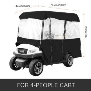 golf cart enclosure, polyester driving enclosure, club car covers universal fits for 2+2 passenger golf carts, sunproof and dustproof outdoor cart cover