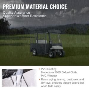 golf cart enclosure, polyester driving enclosure, club car covers universal fits for 2+2 passenger golf carts, sunproof and dustproof outdoor cart cover