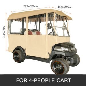 golf cart enclosure, with 4 sided fairway deluxe, 300d waterproof driving enclosure with transparent windows, fit for 2+2 seats golf carts (roof up to 78.7''l)