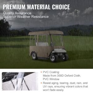 golf cart enclosure, with 4 sided fairway deluxe, 300d waterproof driving enclosure with transparent windows, fit for 2+2 seats golf carts (roof up to 78.7''l)