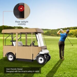 golf cart enclosure, with 4 sided fairway deluxe, 300d waterproof driving enclosure with transparent windows, fit for 2+2 seats golf carts (roof up to 78.7''l)