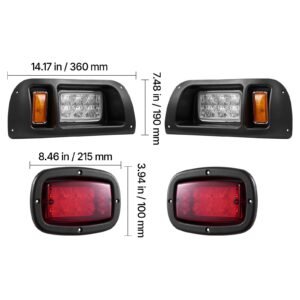 golf cart light kit, 12 volt, led headlight and tail light kit with wiring harness, switch, zip ties, abs housing, high brightness, waterproof and dustproof, fit for ezgo txt 1996 2013 models