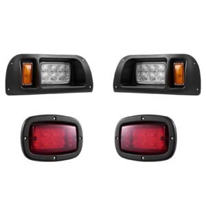 golf cart light kit, 12 volt, led headlight and tail light kit with wiring harness, switch, zip ties, abs housing, high brightness, waterproof and dustproof, fit for ezgo txt 1996 2013 models