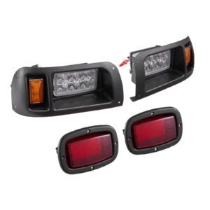 golf cart light kit, 12 volt, led headlight and tail light kit with wiring harness, switch, zip ties, abs housing, high brightness, waterproof and dustproof, fit for ezgo txt 1996 2013 models