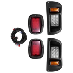 Golf Cart Light Kit, 12 Volt, LED Headlight and Tail Light Kit with Wiring Harness, Switch, Zip Ties, ABS Housing, High-Brightness, Waterproof and Dustproof, Fit for EZGO TXT 1996-2013 Models