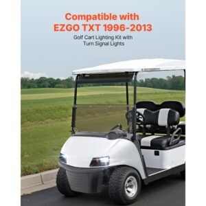 golf cart light kit, 12 volt, street legal led headlight and tail light kit with wiring harness, turn signals, hazard light, switch horn, brake pad, zip ties, abs housing, for ezgo txt 1996 2013