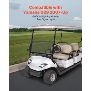 golf cart light kit, 12 volt, street legal led headlight and taillight kit with wiring harness, turn signals, hazard light, switch horn, brake pad, zip ties, abs housing, for yamaha g29 2007 up