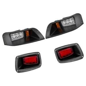 golf cart light kit, 12v, led headlight and taillight kit with wiring harness, switch, zip ties, abs housing, high brightness, waterproof and dustproof, suitable for club car ds 1993 up models
