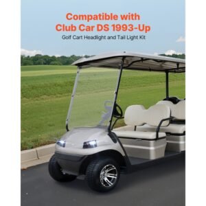 golf cart light kit, 12v, led headlight and taillight kit with wiring harness, switch, zip ties, abs housing, high brightness, waterproof and dustproof, suitable for club car ds 1993 up models