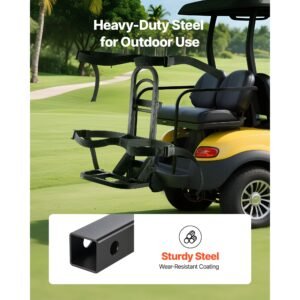 golf cart rear seat bag holder, 27.1 x 15.6 x 29.7 inch, compatible with most golf carts with rear seat grab bar, space saving carbon steel bag holder bracket, no drilling installation, black