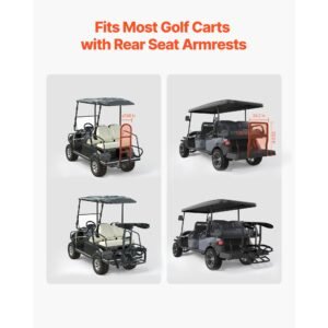 golf cart rear seat bag holder, 27.8 x 16.1 x 30.9 inch, compatible with most golf carts with rear seat grab bar, space saving carbon steel bag holder bracket, no drilling installation, black