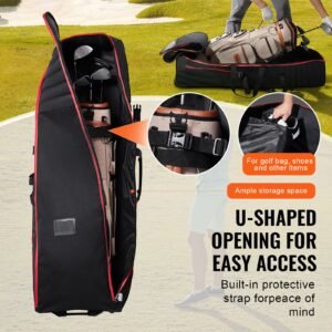 golf travel bag, outdoors soft sided golf travel cover case, heavy duty 1000d nylon wear resistant, padded golf luggage case cover with wheels, foldable golf club storage bag for airlines