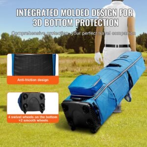 golf travel bag, outdoors soft sided golf travel cover, heavy duty 1200d polyester oxford wear resistant waterproof, padded luggage case with wheels, foldable golf club storage bag for airline