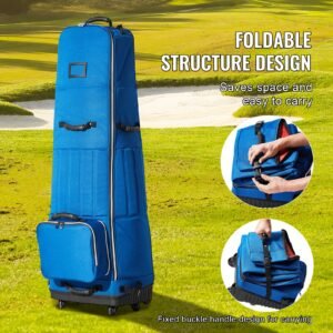 golf travel bag, outdoors soft sided golf travel cover, heavy duty 1200d polyester oxford wear resistant waterproof, padded luggage case with wheels, foldable golf club storage bag for airline