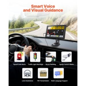 gps navigator for car, 9 inch touch screen 16gb gps navigation system with built in dash cam, voice turn by turn guidance, speed and red light warning, custom truck routing, for car truck rv