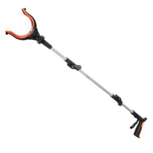 grabber reacher tool, 43" foldable reacher grabber pickup tool with 360° rotating jaw, magnet and led light, lightweight grabber reacher tool for seniors, extra long trash picker upper grabber