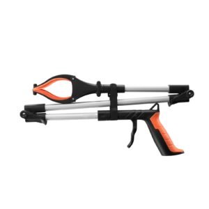 grabber reacher tool, 43" foldable reacher grabber pickup tool with 360° rotating jaw, magnet and led light, lightweight grabber reacher tool for seniors, extra long trash picker upper grabber