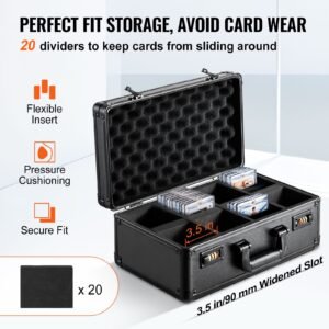 graded card storage box, 4 slots, graded sports cards holder carrying case with coded lock foam dividers, for 108 psa graded cards 76 bgs cards 84 sgc cards 388 top loaders or 999+ loose cards