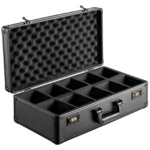 graded card storage box, 5 slots, graded sports cards holder carrying case with coded lock foam dividers, for 162 psa graded cards 115 bgs cards 130 sgc cards 585 top loaders or 999+ loose cards