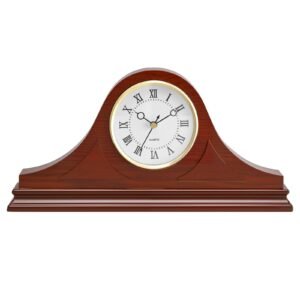 Grandfather Clock, 6.4 in Classic Vintage Grandfather Clock, MDF Mantel Clocks with Built-In Quartz Movement and Quiet Design, for Living Room, Bedroom, Home Decor & Gift (Cherry Tone Finish)