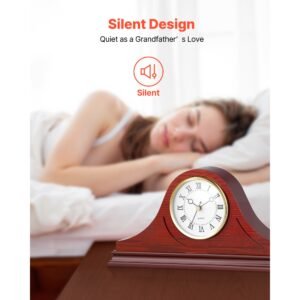 grandfather clock, 6.4 in classic vintage grandfather clock, mdf mantel clocks with built in quartz movement and quiet design, for living room, bedroom, home decor & gift (cherry tone finish)