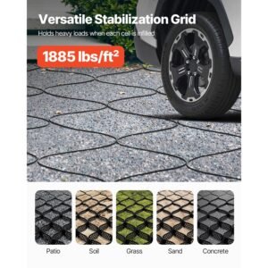 gravel grid, 2 inch depth, 16.4 x 6.5 ft / 5000 x 1980 mm, 1880 lbs per sq ft grass ground retainer, permeable geo grids driveway stabilization, for garden, patio, walkway, rv parking slopes