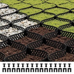 gravel grid, 2 inch depth, 17.06 x 8.86 ft / 5200 x 2700 mm, 1880 lbs per sq ft grass ground retainer, permeable geo grids driveway stabilization, for garden, patio, walkway, rv parking slopes