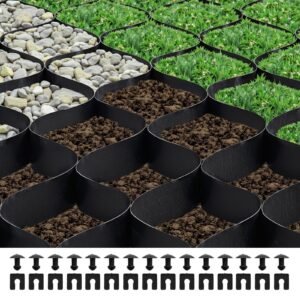 gravel grid, 2 inch depth, 26.87 x 3.94 ft / 8200 x 1200 mm, 1880 lbs per sq ft grass ground retainer, permeable geo grids driveway stabilization, for garden, patio, walkway, rv parking slopes