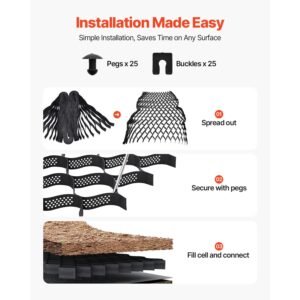 gravel grid, 3 inch depth, 17.06 x 8.86 ft / 5200 x 2700 mm, 1880 lbs per sq ft grass ground retainer, permeable geo grids driveway stabilization, for garden, patio, walkway, rv parking slopes