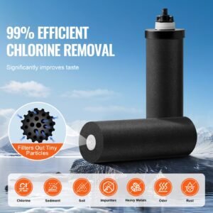 gravity fed water filter system, 1.5g 304 stainless steel countertop system, water filtration system, reduces lead and up to 99% of chlorine, with 2 carbon filters & spigot, for home camping rv