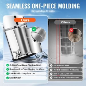 gravity fed water filter system, 1.5g 304 stainless steel countertop system, water filtration system, reduces lead and up to 99% of chlorine, with 2 carbon filters & spigot, for home camping rv