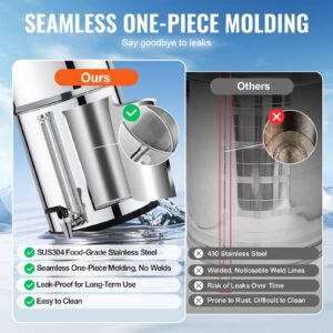 gravity fed water filter system, 2.25g 304 stainless steel countertop system, water filtration system, reduces lead and up to 99% of chlorine, with 2 carbon filters, and water level spigot