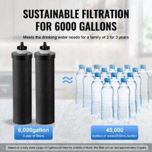 gravity fed water filter system, 2.25g 304 stainless steel countertop system, water filtration system, reduces lead and up to 99% of chlorine, with 2 carbon filters, and water level spigot