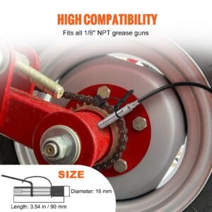 grease gun coupler, 10000 psi high pressure, 3 jaw locking, quick release grease gun tip with hose/zerk fittings cleaner/leak proof cap, compatible with all grease guns 1/8" npt grease fittings