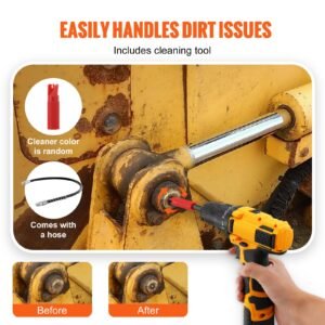 grease gun coupler, 10000 psi high pressure, 3 jaw locking, quick release grease gun tip with hose/zerk fittings cleaner/leak proof cap, compatible with all grease guns 1/8" npt grease fittings